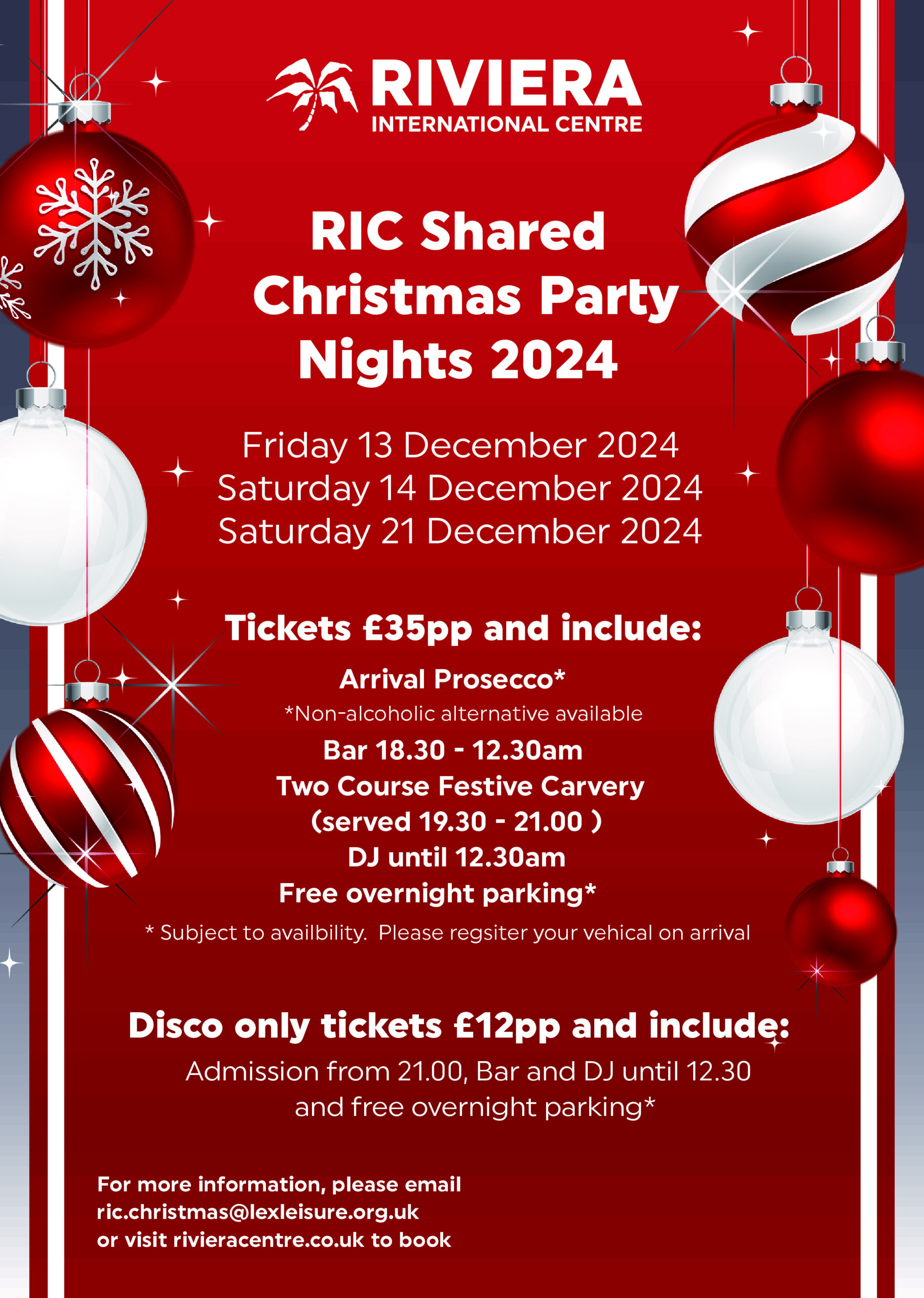 RIC Shared Christmas Party Nights 2024 Riviera International Centre